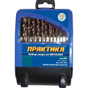 Набор сверл по металлу 19 шт. (1-10 мм) Мастер ПРАКТИКА 031-303