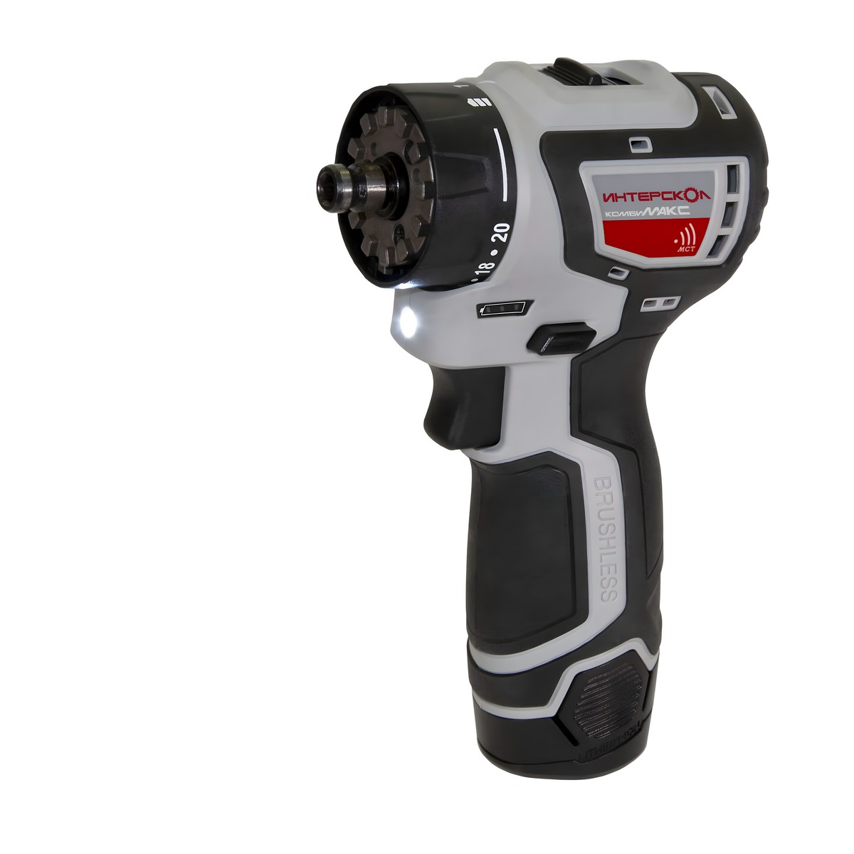 Дрель аккумуляторная ИНТЕРСКОЛ ДА-10/12В 36 КомбиМАКС (Li-Ion, сумка, 2 акк.*2,0 Ач, патрон св.)