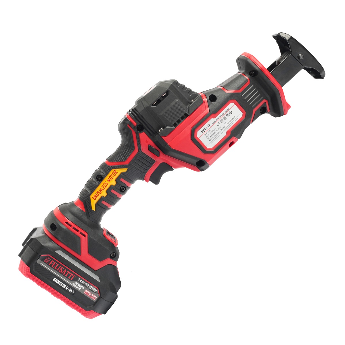 Пила сабельная аккумуляторная FELISATTI FT1137 HD (18В, 2*4а/ч, бесщет.)