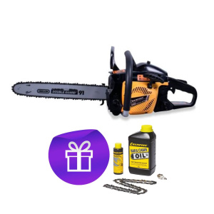 Бензопила CHAMPION 240-16"-3/8-1,3-56 (легкий старт) + ПОДАРОК (масло, свеча, цепь, смазка цепи)