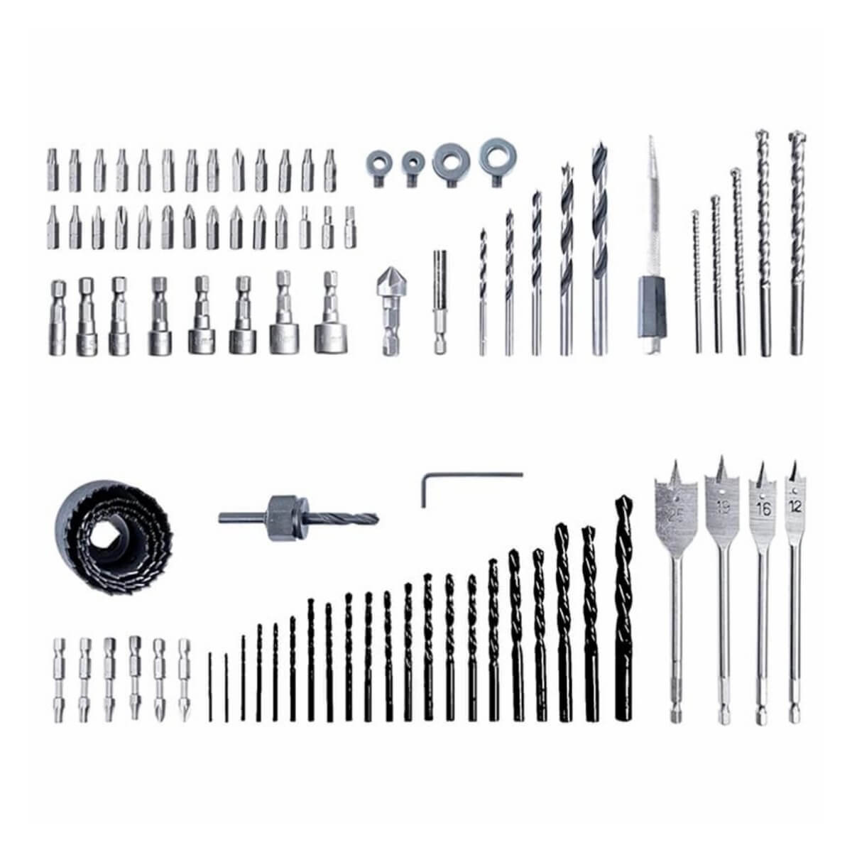 Набор сверл, бит, коронок, 90 пр. (в кейсе) GREENWORKS 2944607