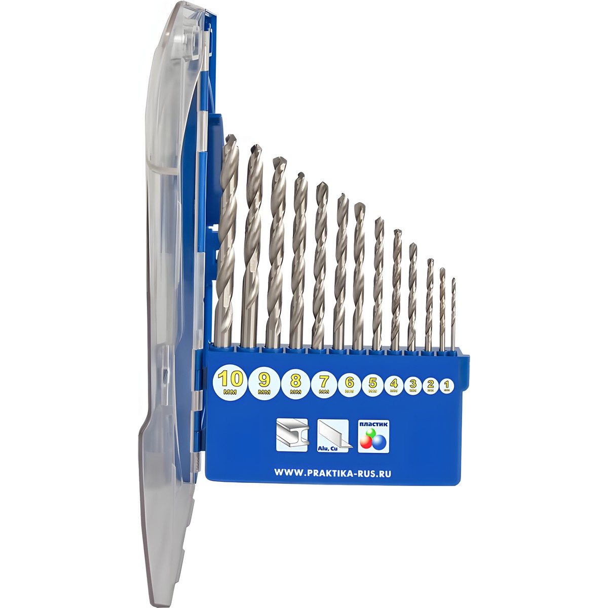 Набор сверл по металлу 10 шт. (1-10 мм) Профи ПРАКТИКА 640-261