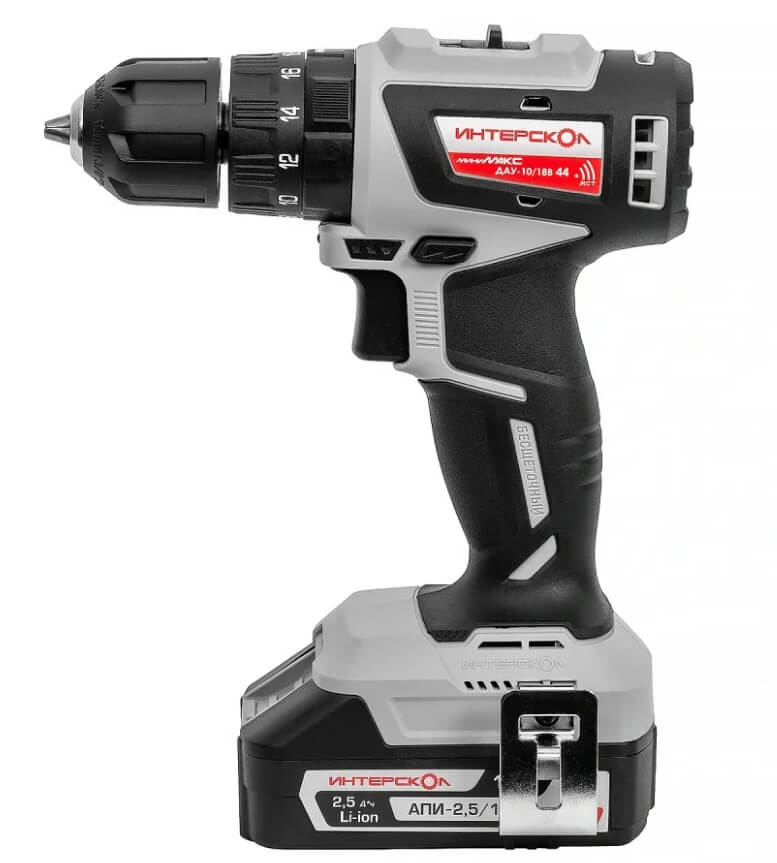 Дрель аккумуляторная ударная ИНТЕРСКОЛ ДАУ-10/18В 44 Мини МАКС АПИ (2 АКБ х 2.5 Ah, ЗУ, кейс)