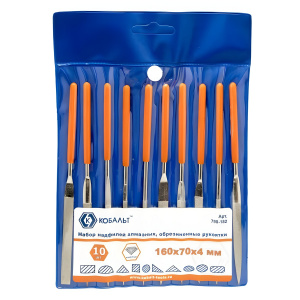 Набор надфилей алмазных 160 мм (10 шт., обрезиненные ручки) КОБАЛЬТ 790-182