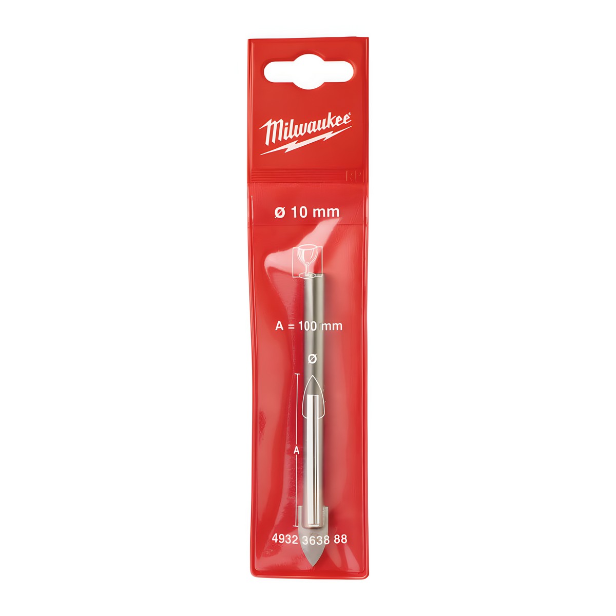 Сверло по стеклу и плитке 10,0 х 100 мм MILWAUKEE 4932363888