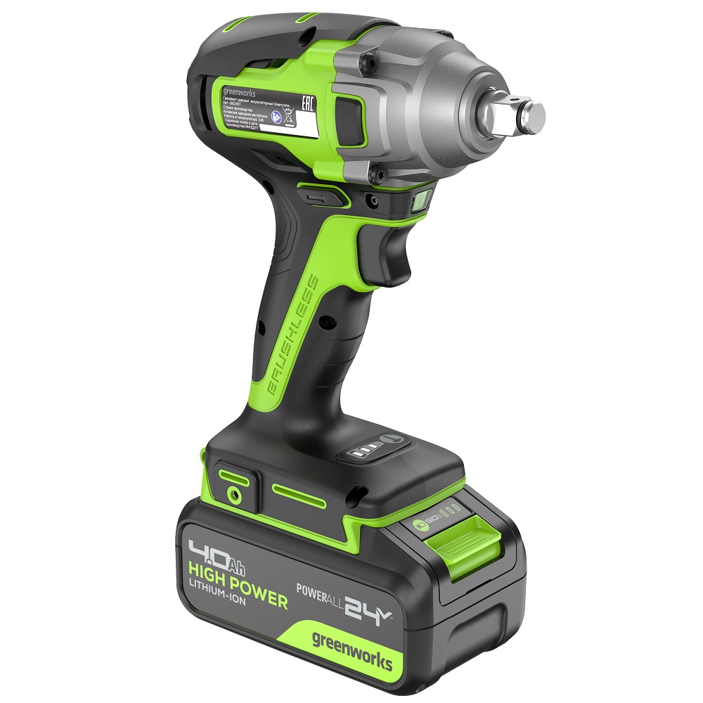 Гайковерт аккумуляторный ударный GREENWORKS GD24IW400K4 3802907CUB