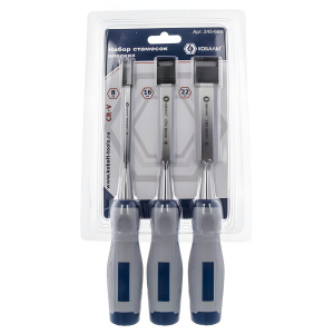 Набор стамесок 3 шт. (8/16/22 мм, двухкомпонентные ручки) КОБАЛЬТ 245-664