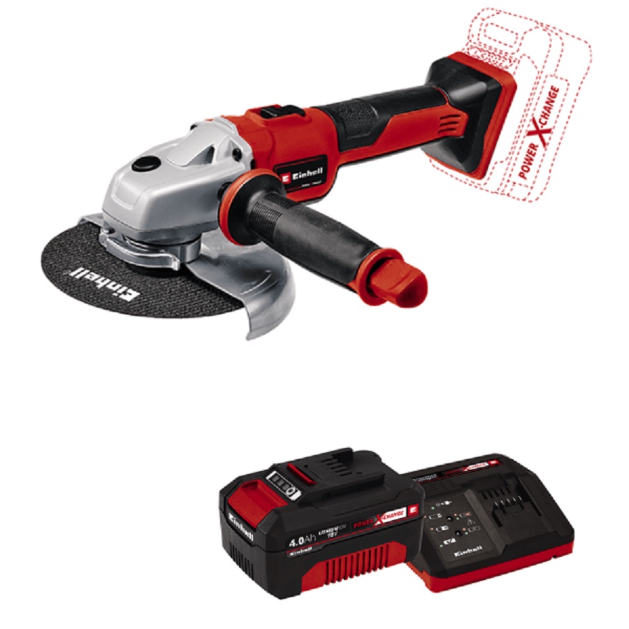 Шлифмашина угловая аккумуляторная Einhell PXC AXXIO (TE-AG) 18/150 Li BL + Starter Kit 4431144SET