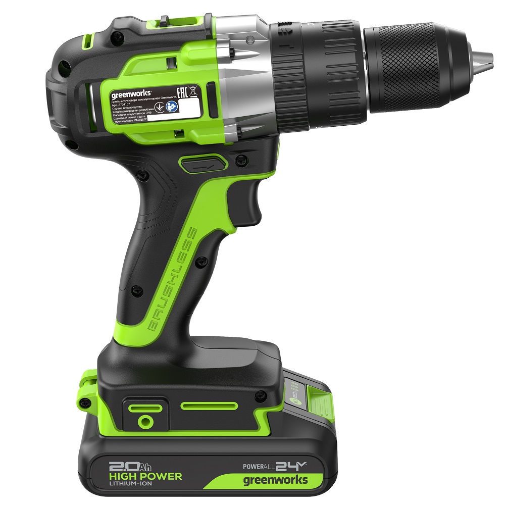 Дрель-шуруповерт аккумуляторная ударная GREENWORKS GD24DD60 3704107CUC