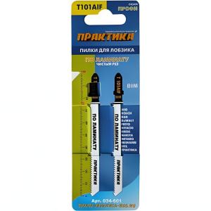 Пилки лобзиковые 100 мм T101AIF BIM (2 шт., ламинат, чистый рез) ПРАКТИКА 034-601