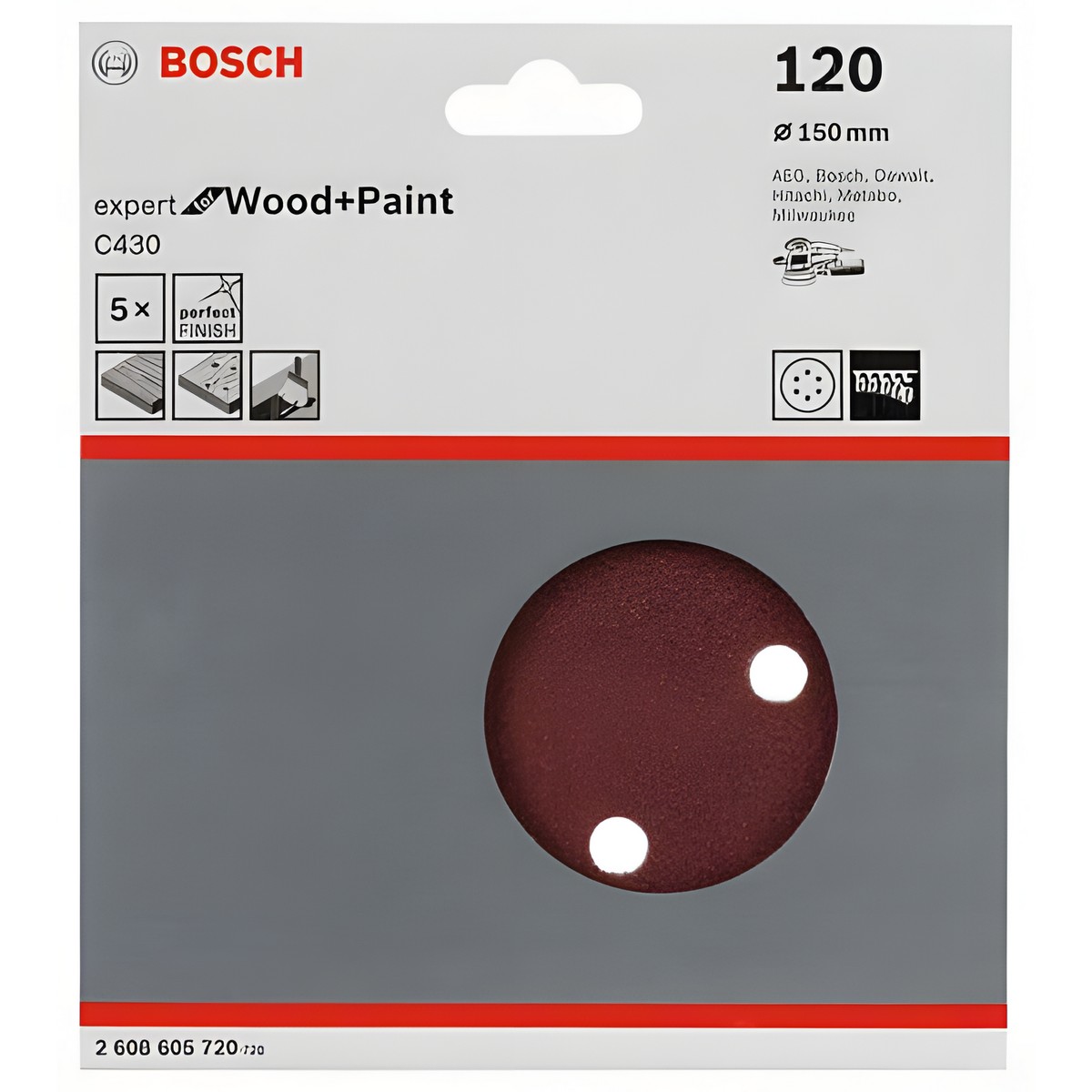 Круг шлифовальный 150 мм P120 (1 шт.) Expert for Wood + Paint BOSCH 2608605720