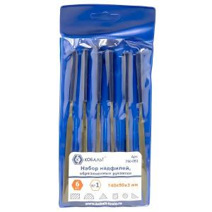 Набор надфилей 140 мм №1 (6 шт., обрезиненные ручки) КОБАЛЬТ 790-083