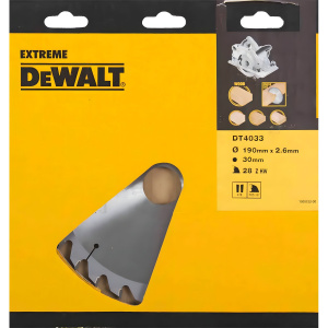 Диск пильный 190 х 30 мм 28T (дерево) Extreme DeWalt DT4033-QZ