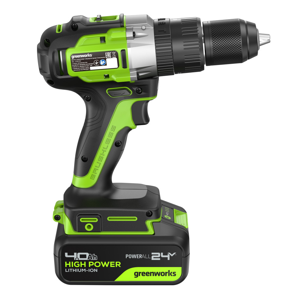 Дрель-шуруповерт аккумуляторная ударная GREENWORKS GD24DD60 3704107CUB