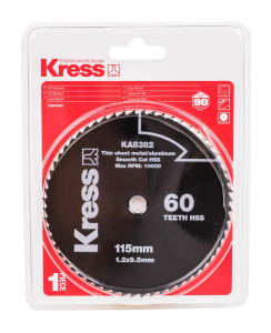 Диск пильный 115 х 1.2 х 9.5 мм 60T HSS (по металлу, алюминию) KRESS KA8382