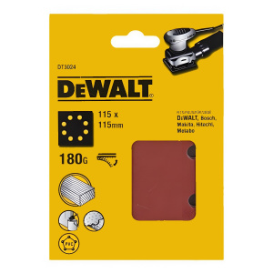 Лист шлифовальный 115 х 115 мм P180 (1 шт., 8 отв.) DeWalt DT3024