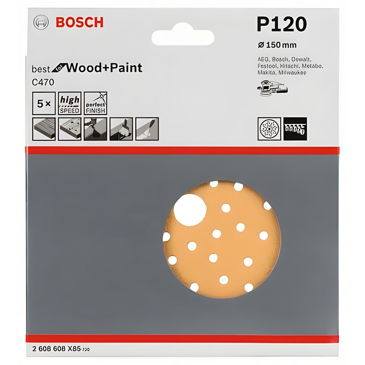 Круг шлифовальный 150 мм P120 (1 шт.) Best for Wood + Paint BOSCH 2608608X85