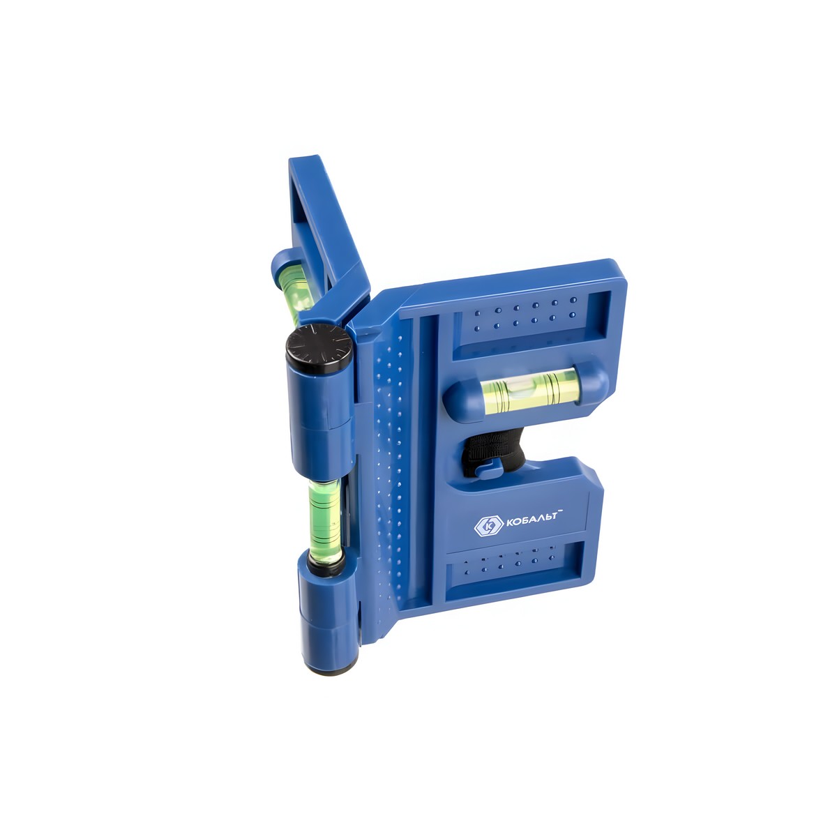 Уровень угловой (3 глазка, 4 магнита, пластиковый) Комфорт КОБАЛЬТ 917-392