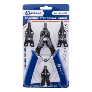 Щипцы для стопорных колец с 4-мя насадками КОБАЛЬТ 246-463