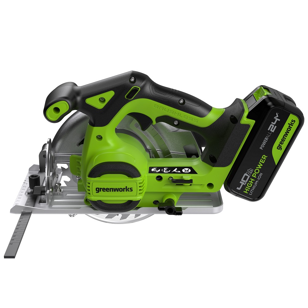 Пила циркулярная аккумуляторная GREENWORKS GD24CS165 1501607CUB
