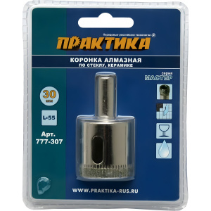 Коронка алмазная 30 мм (1 шт., стекло, керамика) Сделай сам ПРАКТИКА 777-307