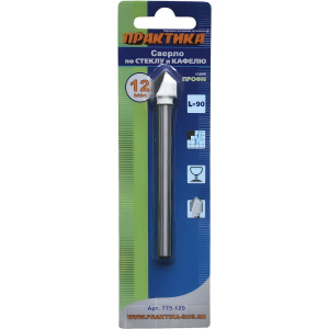 Сверло по стеклу 12 х 90 мм V-тип Профи ПРАКТИКА 775-129