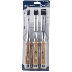 Набор стамесок 3 шт. (8/16/22 мм, деревянные ручки) КОБАЛЬТ 245-862