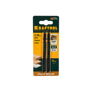 Полотна для лобзика KRAFTOOL T111C, EU-хв., по дер., грубый рез, шаг 3 мм, 75 мм (2 шт.) 159531-3