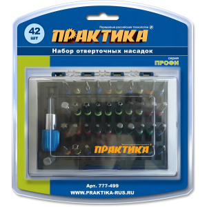 Набор бит 41 шт. + держатель 60 мм (кассета) "Профи" ПРАКТИКА 777-499