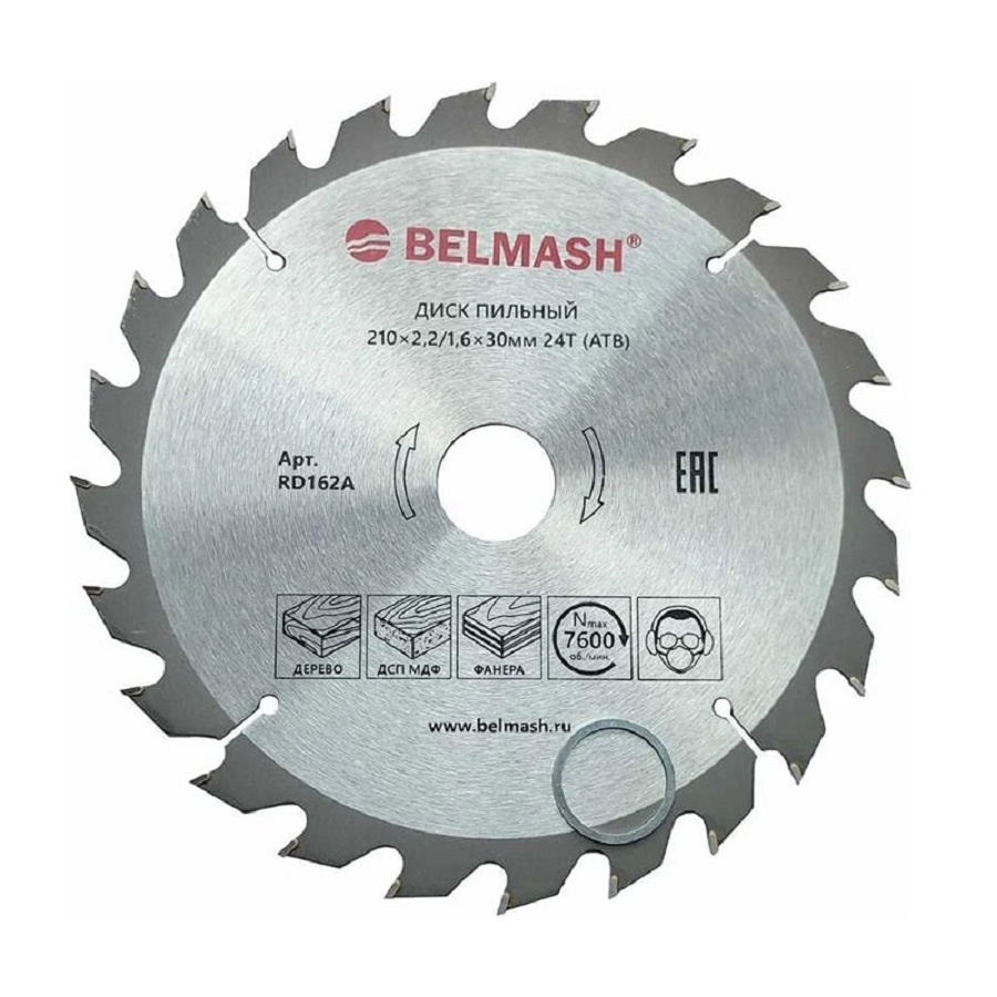 Диск пильный 210 х 2.2/1.6 х 30 мм 24T BELMASH RD162A