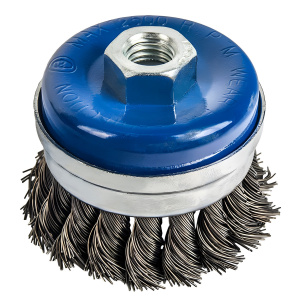 Щетка для УШМ 65 мм (чашеобразная, М14, витая сталь, усиленная) ПРАКТИКА 032-485