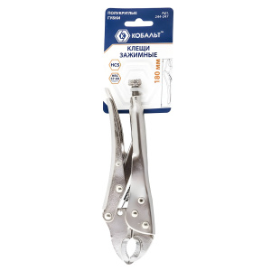 Клещи зажимные 180 мм (полукруглые губки) КОБАЛЬТ 244-247