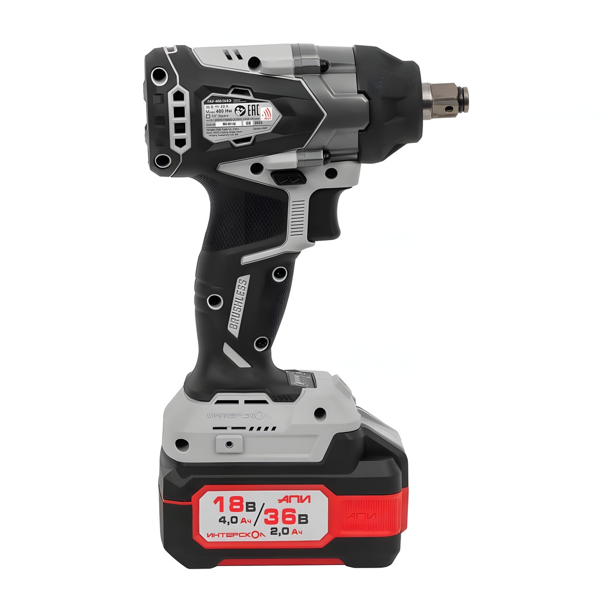 Гайковерт аккумуляторный ударный ИНТЕРСКОЛ ГАУ-400/36ВЭ АПИ