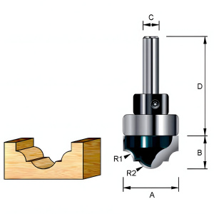 Фреза пазовая фасонная (d8/D22/H12.7/L52.7/R3.97/5.55) MAKITA D-11178