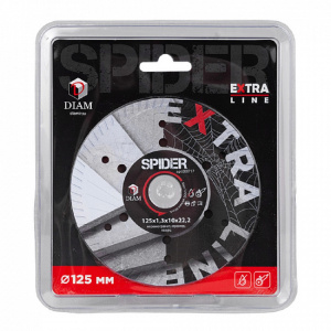 Диск алмазный 125 х 1.3 х 10 х 22.2 мм SPIDER (керамогранит) DIAM 000717