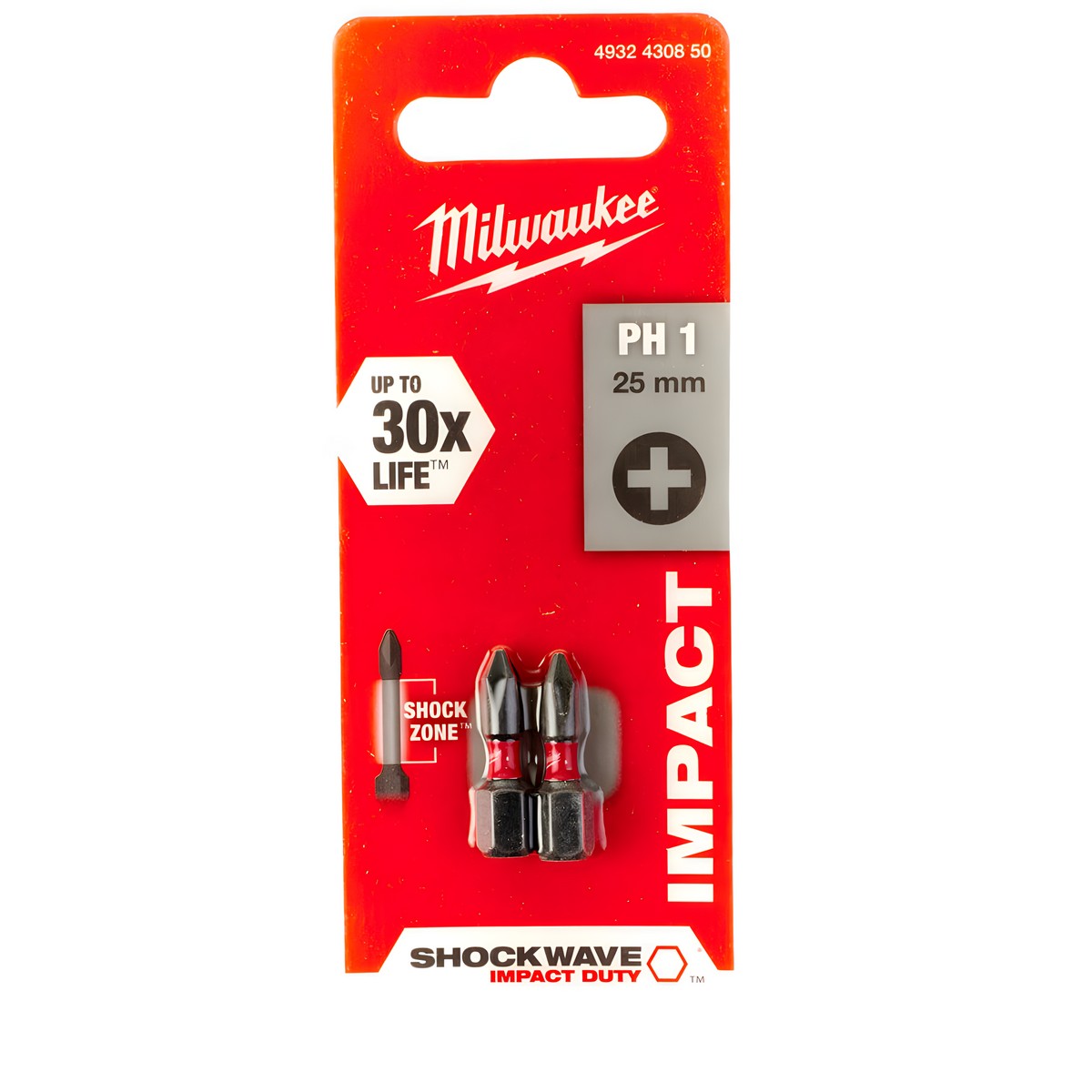 Насадка PH 1 х 25 мм (2 шт.) Shockwave MILWAUKEE 4932430850
