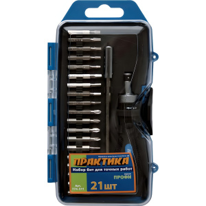 Набор бит мини 20 шт. + отвертка (кассета) "Профи" ПРАКТИКА 774-511