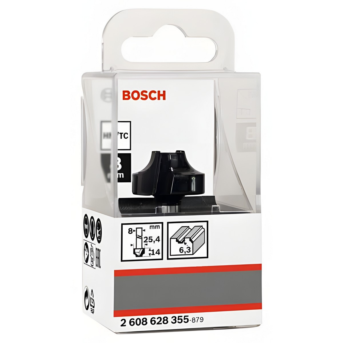 Фреза кромочная фасонная (d8/D25.4/H14/L46/R6.3) HM BOSCH 2608628355