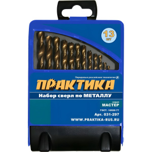 Набор сверл по металлу 13 шт. (1.5-6.5 мм) Мастер ПРАКТИКА 031-297