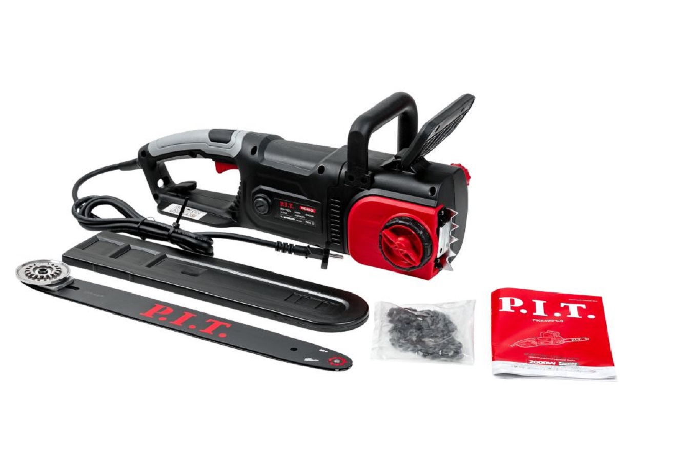 Пила цепная электрич. P.I.T. PKE405-C6 (2000Вт, 405мм, 8500 об/мин, 15м/с, автоподача масла, тормоз)