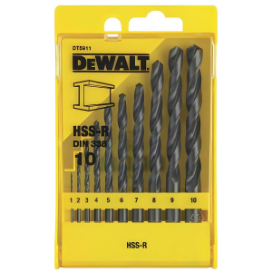 Набор сверл по металлу 10 шт. (1-10 мм) HSS-R DeWalt DT5911