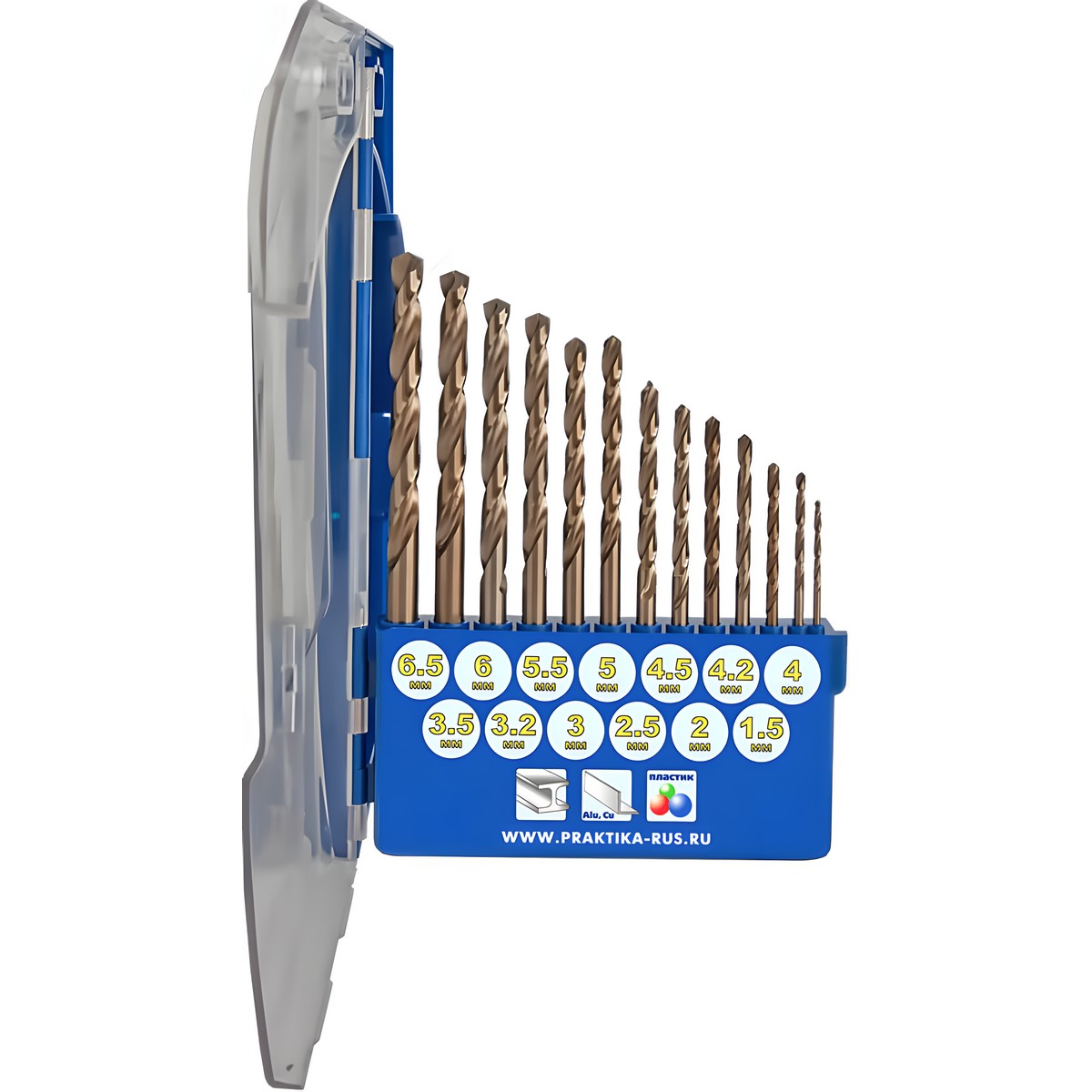Набор сверл по металлу 13 шт. (1.5-6.5 + 3.2/4.2 мм) Эксперт ПРАКТИКА 640-292