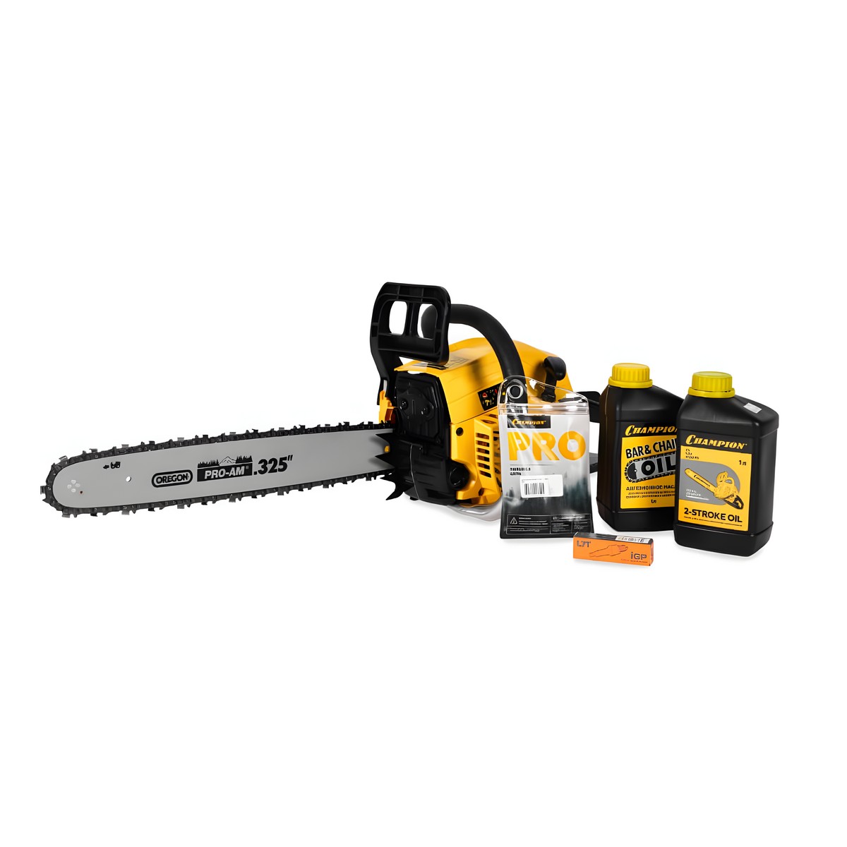 Бензопила CHAMPION 254-18"-0,325-1,5-72 (легкий старт) + ПОДАРОК (масло, цепь, свеча, смазка цепи)