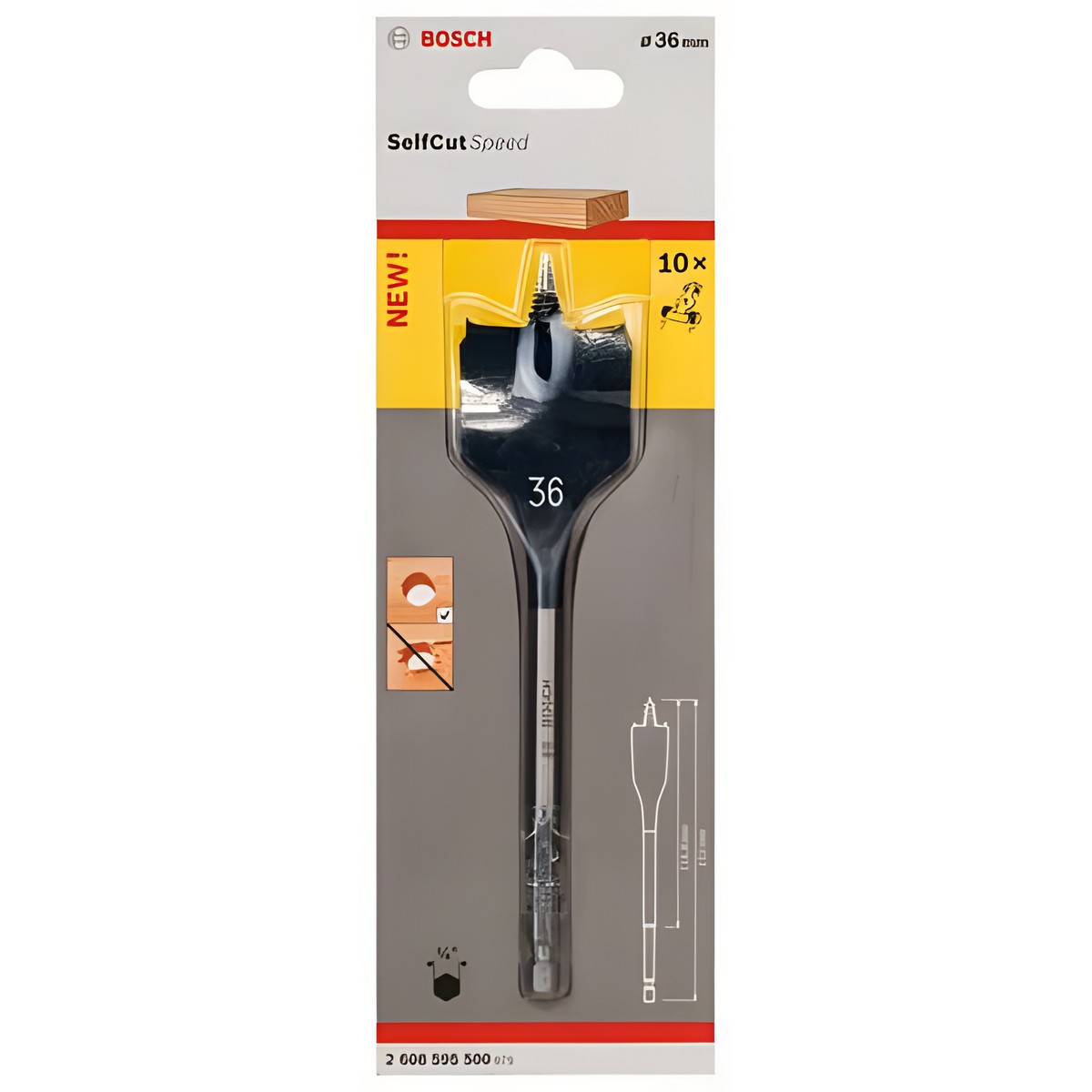 Сверло по дереву перовое 36 х 152 мм Self Cut Speed BOSCH 2608595500