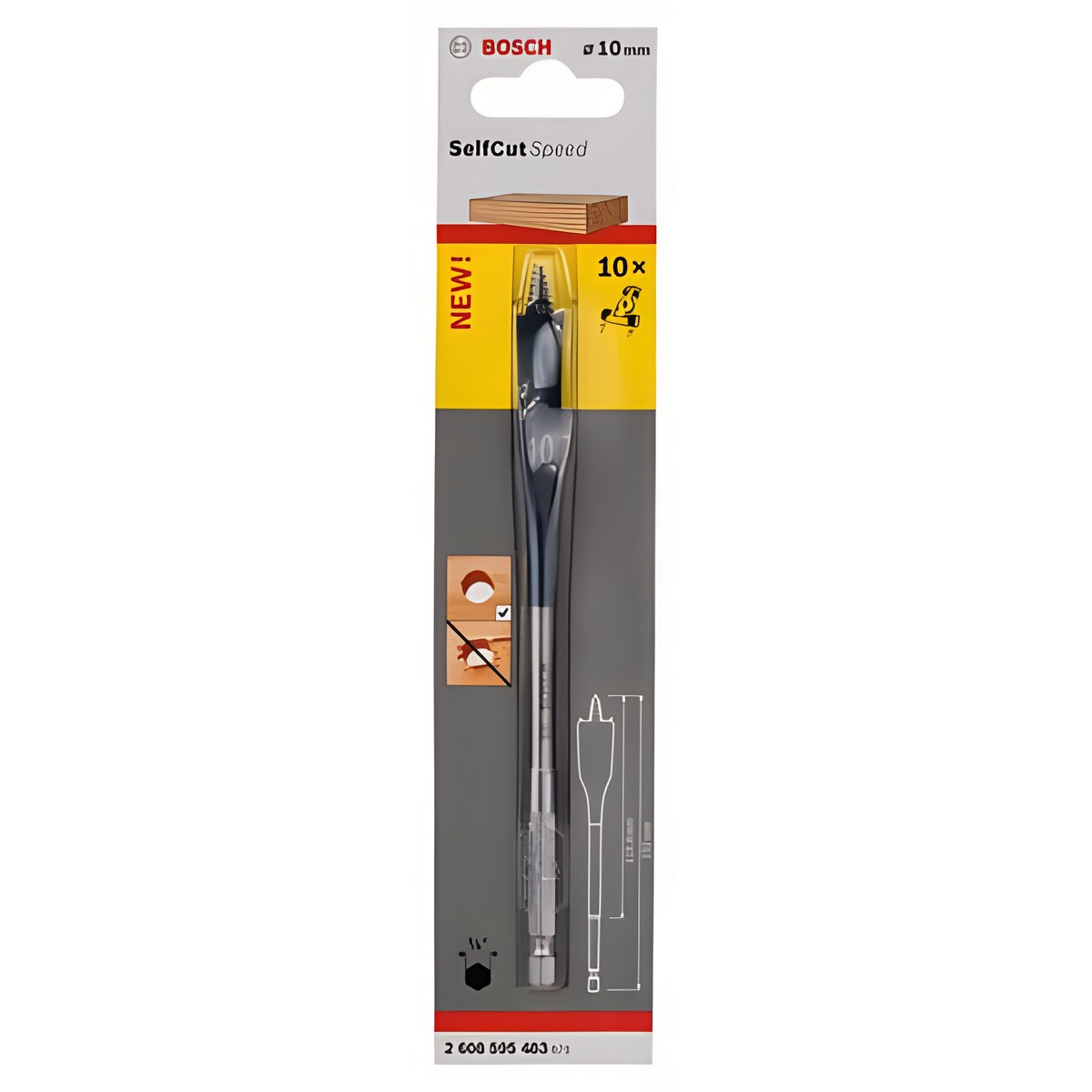 Сверло по дереву перовое 10 х 152 мм Self Cut Speed BOSCH 2608595483