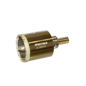 Коронка алмазная 38 х 70 мм + центр. сверло (керамогранит, керамика) Профи ПРАКТИКА 917-644