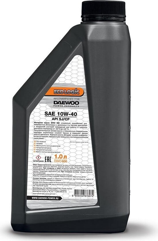Масло для генераторов DAEWOO SAE 10W-40 DWO 600 1,0 л
