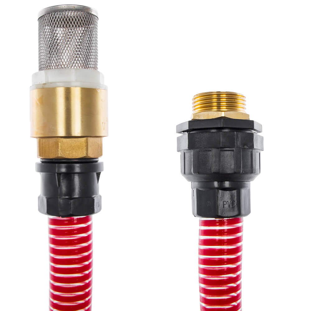 Шланг для воды всасывающий 25 мм, 7 м, резьба 1'', латунный клапан QUATTRO ELEMENTI 244-902