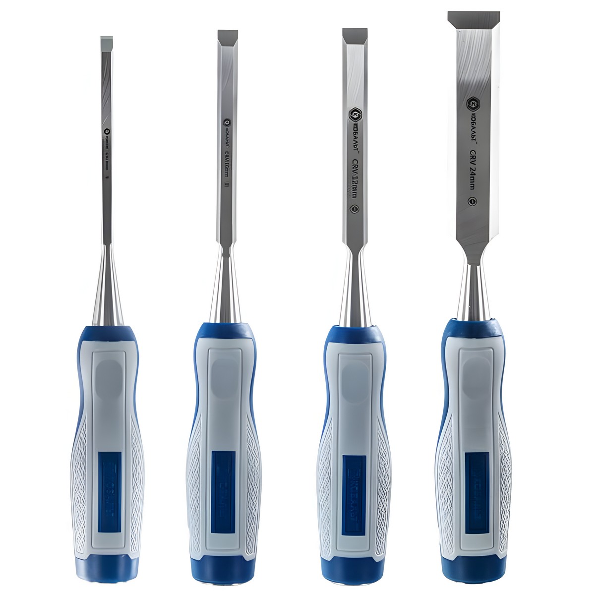 Набор стамесок 4 шт. (6/12/18/24 мм, двухкомпонентные ручки) КОБАЛЬТ 245-671