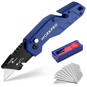 Нож складной быстросменный, нейлоновая рукоятка (10 трапец. лезвий) WORKPRO WP211008